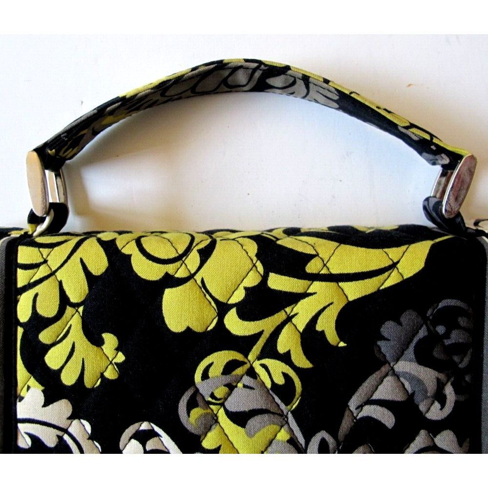 Vera Bradley Quilted Handbag Purse Black Yellow‎ Medium Size - Picture 5 of 13